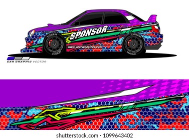 Rally car wrap vector design. abstract livery for vehicle vinyl branding