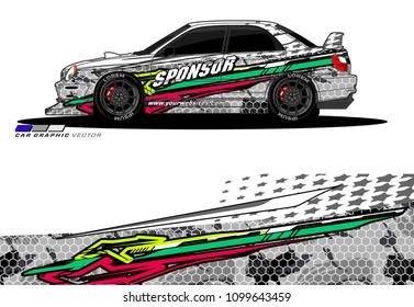 Rally car wrap vector design. abstract livery for vehicle vinyl branding