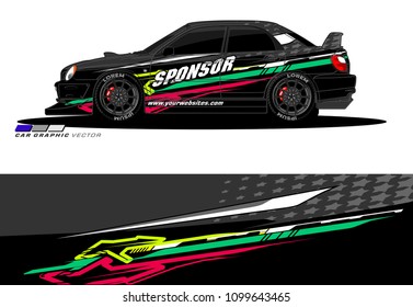 Rally car wrap vector design. abstract livery for vehicle vinyl branding
