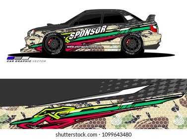Rally car wrap vector design. abstract livery for vehicle vinyl branding