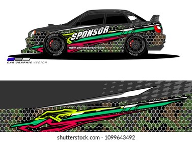 Rally car wrap vector design. abstract livery for vehicle vinyl branding