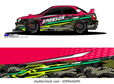 Rally car wrap vector design. abstract livery for vehicle vinyl branding