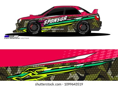 Rally car wrap vector design. abstract livery for vehicle vinyl branding