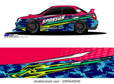 Rally car wrap vector design. abstract livery for vehicle vinyl branding