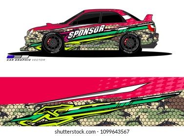 Rally car wrap vector design. abstract livery for vehicle vinyl branding