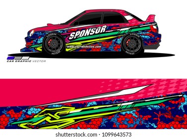 Rally car wrap vector design. abstract livery for vehicle vinyl branding