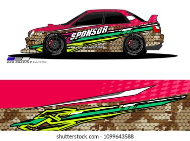 Rally car wrap vector design. abstract livery for vehicle vinyl branding