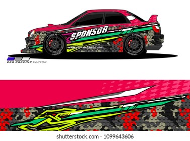 Rally car wrap vector design. abstract livery for vehicle vinyl branding