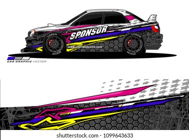 Rally car wrap vector design. abstract livery for vehicle vinyl branding
