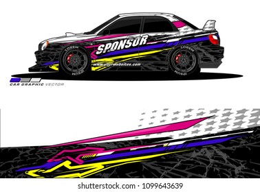 Rally car wrap vector design. abstract livery for vehicle vinyl branding