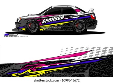 Rally car wrap vector design. abstract livery for vehicle vinyl branding