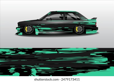 Rally car wrap vector design. abstract pattern for sports vehicle vinyl branding background