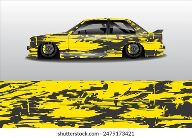 Rally car wrap vector design. abstract pattern for sports vehicle vinyl branding background