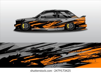 Rally car wrap vector design. abstract pattern for sports vehicle vinyl branding background