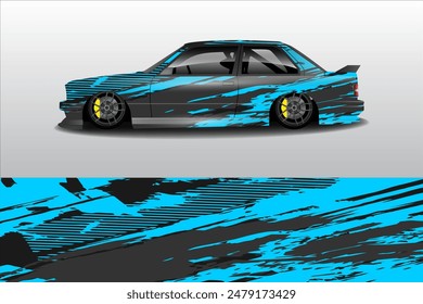 Rally car wrap vector design. abstract pattern for sports vehicle vinyl branding background