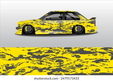 Rally car wrap vector design. abstract pattern for sports vehicle vinyl branding background