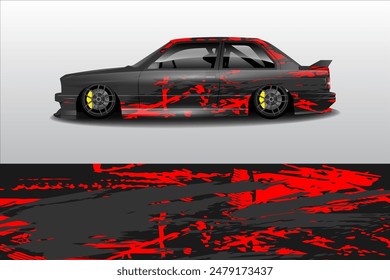 Rally car wrap vector design. abstract pattern for sports vehicle vinyl branding background