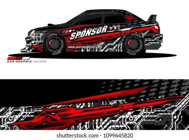 Rally car wrap vector designs. abstract livery for vehicle vinyl branding