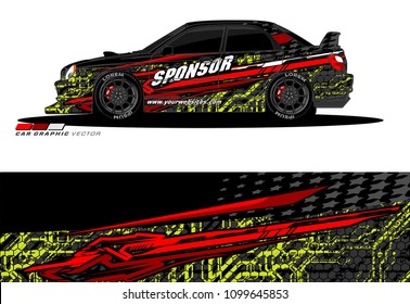 Rally car wrap vector designs. abstract livery for vehicle vinyl branding