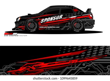 Rally car wrap vector designs. abstract livery for vehicle vinyl branding