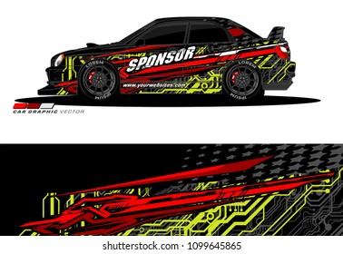 Rally car wrap vector designs. abstract livery for vehicle vinyl branding