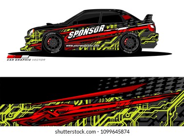 Rally car wrap vector designs. abstract livery for vehicle vinyl branding