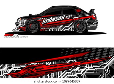 Rally car wrap vector designs. abstract livery for vehicle vinyl branding