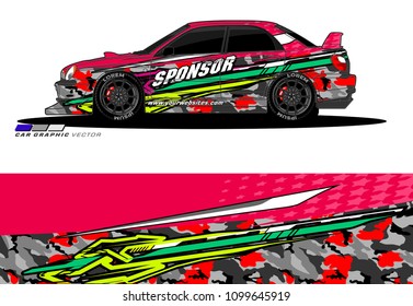 Rally car wrap vector designs. abstract livery for vehicle vinyl branding