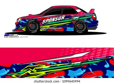 Rally car wrap vector designs. abstract livery for vehicle vinyl branding