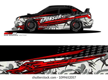Rally car wrap vector designs. abstract livery for vehicle vinyl branding
