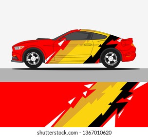 Rally car wrap vector designs. Abstract racing graphic stripe background kit for vehicle vinyl wrap
