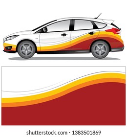 Rally car wrap vector designs. flames wave livery for vehicle vinyl branding background - vector