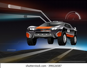 Rally championship.  Vector Rallying car. Off-road rally. Vector Abstract background of rally.