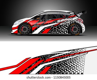 Rally and drift car wrap design vector, truck and cargo van decal. Graphic abstract stripe racing background designs for vehicle, race, adventure and car racing livery.