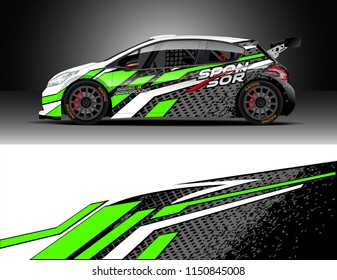 Rally and drift car wrap design vector, truck and cargo van decal. Graphic abstract stripe racing background designs for vehicle, race, adventure and car racing livery.