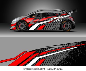 Rally and drift car wrap design vector, truck and cargo van decal. Graphic abstract stripe racing background designs for vehicle, race, adventure and car racing livery.