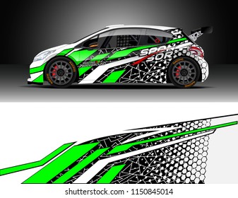 Rally and drift car wrap design vector, truck and cargo van decal. Graphic abstract stripe racing background designs for vehicle, race, adventure and car racing livery.