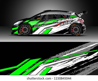Rally and drift car wrap design vector, truck and cargo van decal. Graphic abstract stripe racing background designs for vehicle, race, adventure and car racing livery.