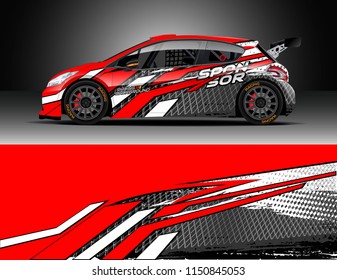 Rally and drift car wrap design vector, truck and cargo van decal. Graphic abstract stripe racing background designs for vehicle, race, adventure and car racing livery.