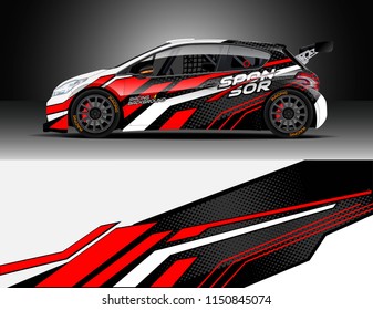 Rally and drift car wrap design vector, truck and cargo van decal. Graphic abstract stripe racing background designs for vehicle, race, adventure and car racing livery.