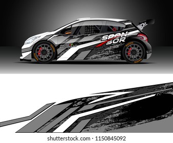 Rally and drift car wrap design vector, truck and cargo van decal. Graphic abstract stripe racing background designs for vehicle, race, adventure and car racing livery.