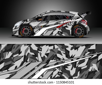 Rally and drift car wrap design vector, truck and cargo van decal. Graphic abstract stripe racing background designs for vehicle, race, adventure and car racing livery.