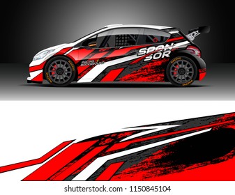 Rally and drift car wrap design vector, truck and cargo van decal. Graphic abstract stripe racing background designs for vehicle, race, adventure and car racing livery.