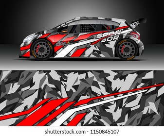 Rally and drift car wrap design vector, truck and cargo van decal. Graphic abstract stripe racing background designs for vehicle, race, adventure and car racing livery.