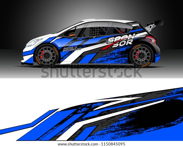 Rally and drift
car wrap design vector, truck and cargo van decal. Graphic abstract
stripe racing background designs for vehicle, race, adventure and
car racing livery.