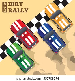 Rally at the finish line. View from above. Vector illustration. 