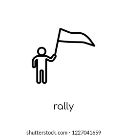 Rally icon. Trendy modern flat linear vector Rally icon on white background from thin line business collection, editable outline stroke vector illustration