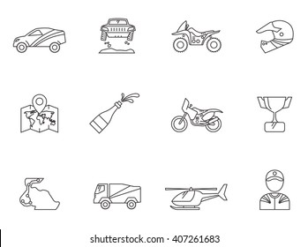 Rally icons in thin outlines. 