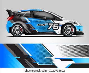 Rally Livery Design. Racing Car Wrap Design. Abstract Strip Racing Background Vector Eps Format