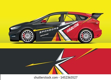 Rally livery design. Racing car wrap design. abstract strip racing background vector eps format

